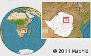 Satellite Location Map of Harare, highlighted country