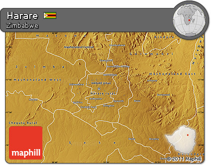 Physical Map of Harare