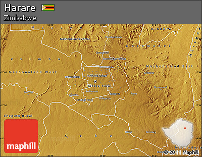 Physical Map of Harare