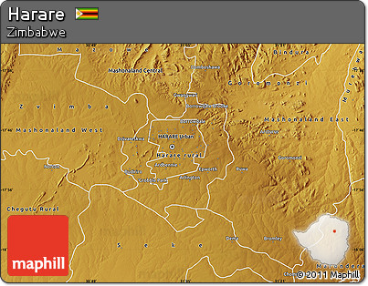 Physical Map of Harare