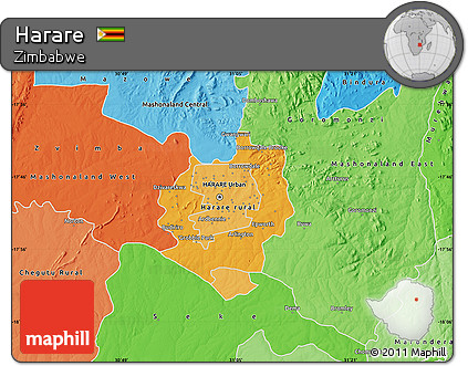 Political Shades Map of Harare