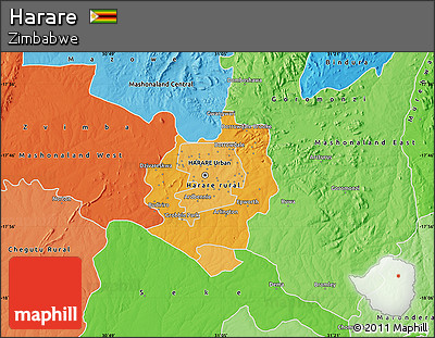 Political Shades Map of Harare