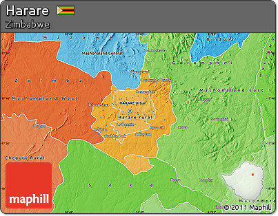 Political Shades Map of Harare