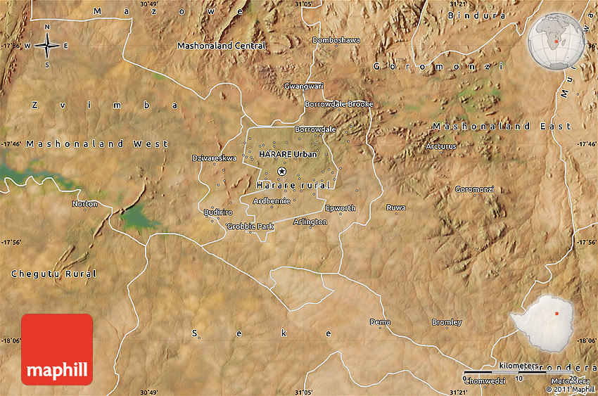 Satellite Map of Harare