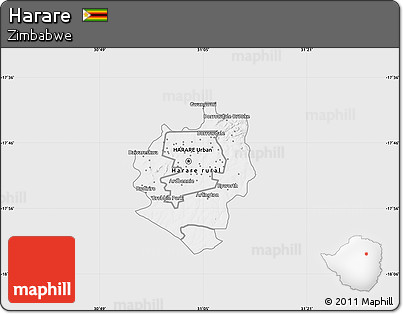 Silver Style Map of Harare, single color outside