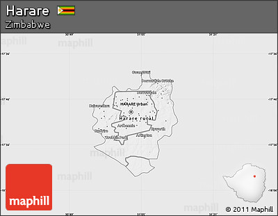 Silver Style Map of Harare, single color outside