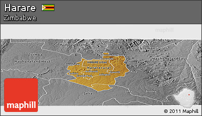Physical Panoramic Map of Harare, desaturated