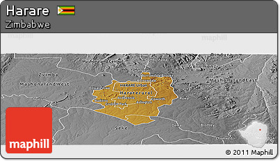 Physical Panoramic Map of Harare, desaturated