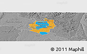 Political Panoramic Map of Harare, desaturated