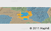 Political Panoramic Map of Harare, semi-desaturated