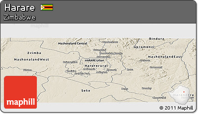 Shaded Relief Panoramic Map of Harare