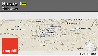 Shaded Relief Panoramic Map of Harare