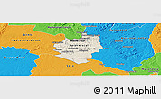 Shaded Relief Panoramic Map of Harare, political outside