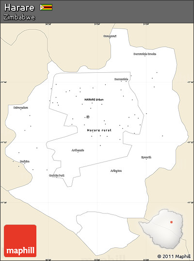 Classic Style Simple Map of Harare