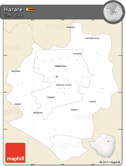 Classic Style Simple Map of Harare