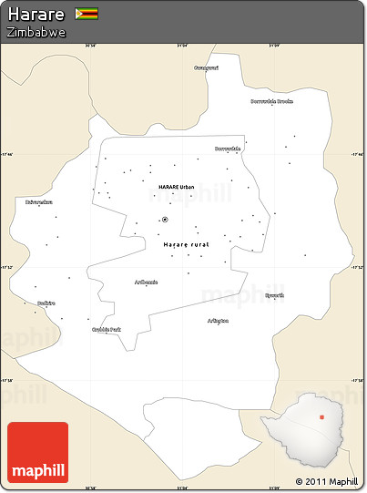 Classic Style Simple Map of Harare