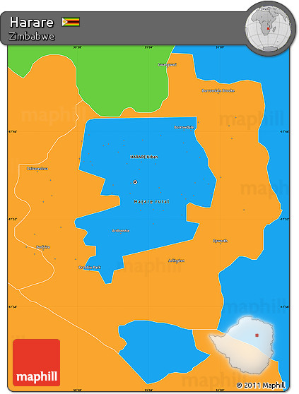 Political Simple Map of Harare