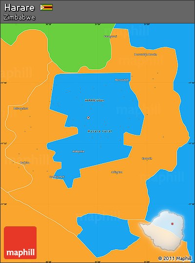 Political Simple Map of Harare