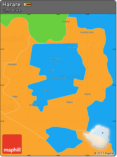 Political Simple Map of Harare