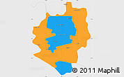 Political Simple Map of Harare, single color outside, borders and labels