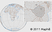 Gray Location Map of Zimbabwe, lighten, desaturated, hill shading