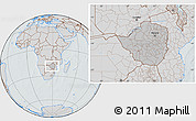 Gray Location Map of Zimbabwe, lighten, semi-desaturated, hill shading