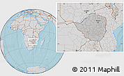 Gray Location Map of Zimbabwe, lighten, semi-desaturated, land only, hill shading