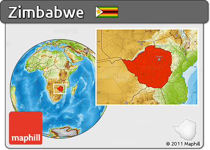 Physical Location Map of Zimbabwe