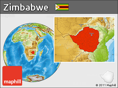 Physical Location Map of Zimbabwe