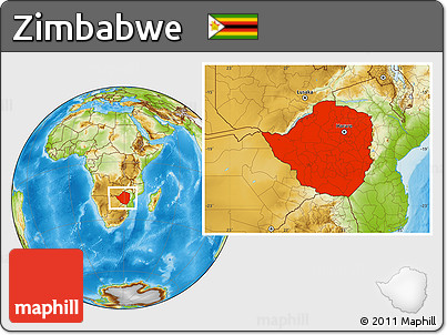 Physical Location Map of Zimbabwe