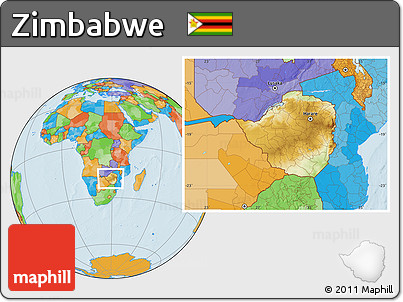 Physical Location Map of Zimbabwe, political outside