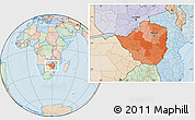Political Location Map of Zimbabwe, lighten, land only
