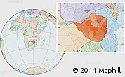 Political Location Map of Zimbabwe, lighten