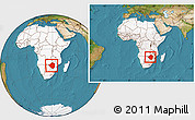 Satellite Location Map of Zimbabwe, highlighted continent, within the entire continent