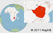 Savanna Style Location Map of Zimbabwe, highlighted continent