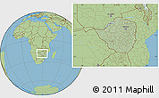Savanna Style Location Map of Zimbabwe, hill shading inside