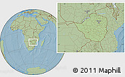 Savanna Style Location Map of Zimbabwe, hill shading outside
