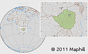 Savanna Style Location Map of Zimbabwe, lighten, desaturated