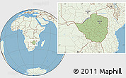 Savanna Style Location Map of Zimbabwe, lighten, land only