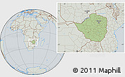 Savanna Style Location Map of Zimbabwe, lighten, semi-desaturated