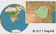 Savanna Style Location Map of Zimbabwe, satellite outside