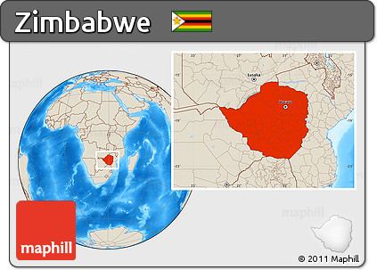Shaded Relief Location Map of Zimbabwe