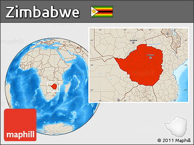 Shaded Relief Location Map of Zimbabwe