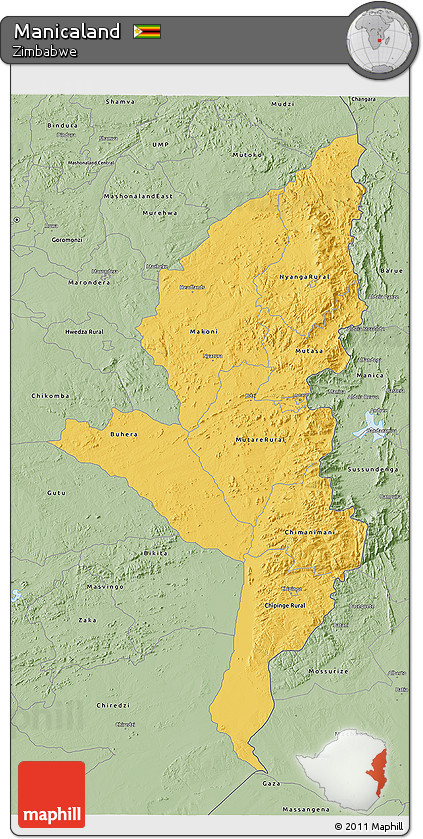 Savanna Style 3D Map of Manicaland