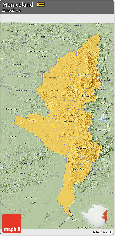 Savanna Style 3D Map of Manicaland