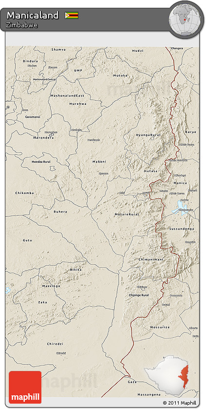 Shaded Relief 3D Map of Manicaland