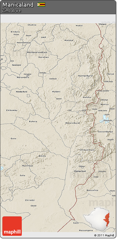 Shaded Relief 3D Map of Manicaland