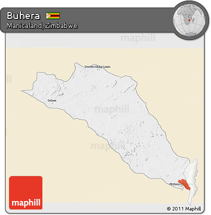 Classic Style 3D Map of Buhera, single color outside