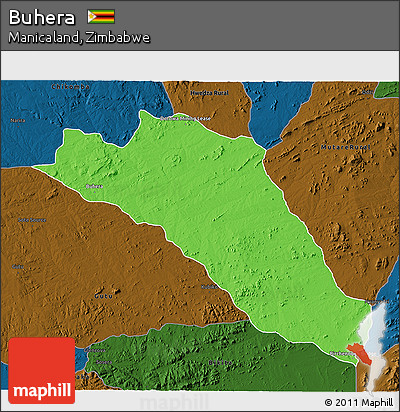 Political 3D Map of Buhera, darken