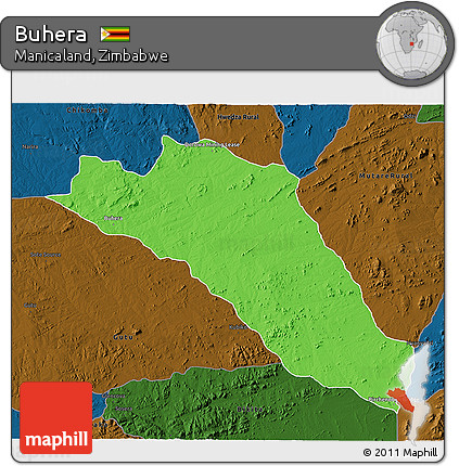 Political 3D Map of Buhera, darken